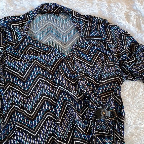 Dex Faux Wrap Black Multi Dress size 2X - Picture 3 of 9